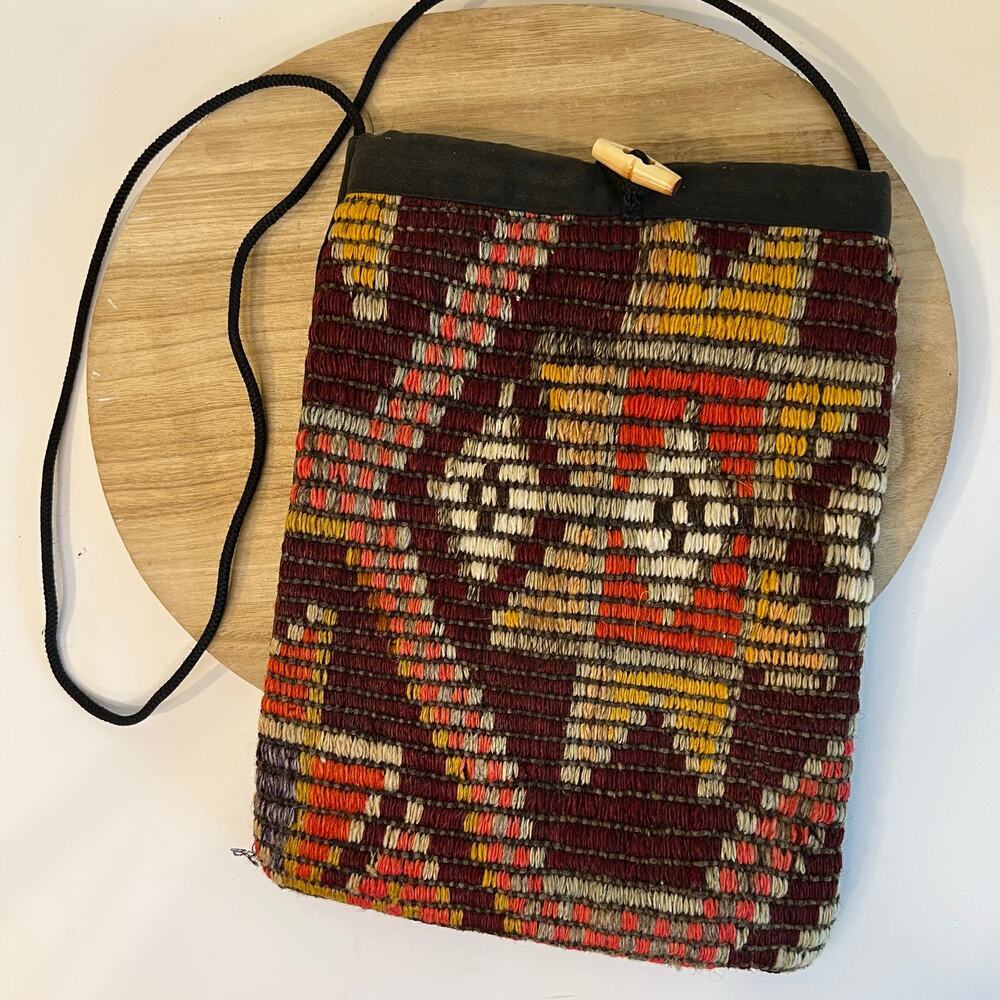 Indie Handmade Fabric Woven Weaved Southwestern Small Crossbody Bag